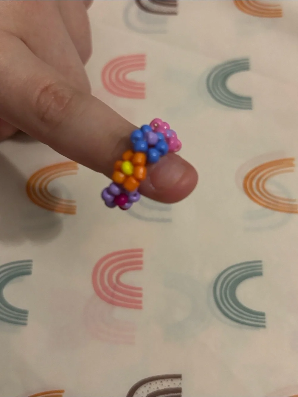 Kids Colorful Flower Bead Bracelet and Ring Set - Multicolor